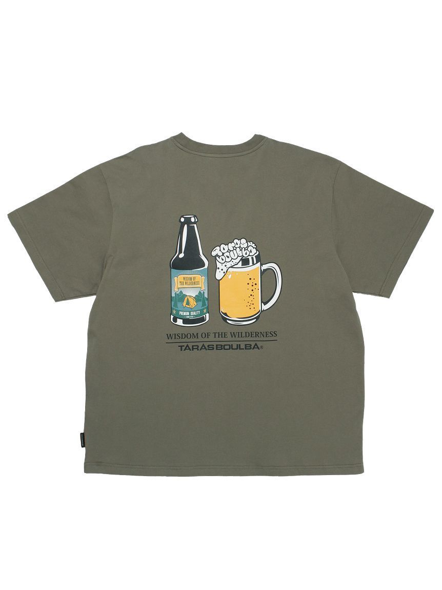 TB 啤酒塗鴉天竺棉T-shirt 淺卡其