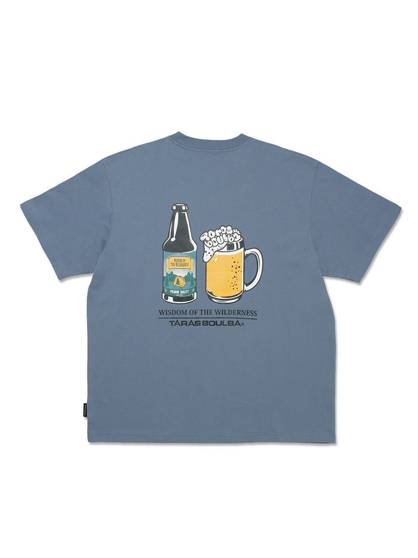 TB 啤酒塗鴉天竺棉T-shirt 藍灰